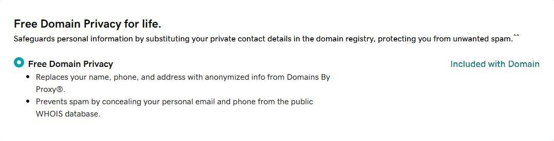 Domain Privacy Screenshot Domain Privacy Screenshot