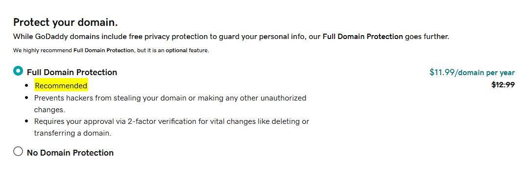 Domain Protection Screenshot Domain Protection Screenshot