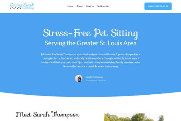 Sample Web Design - Loving Leash Pet Sitting