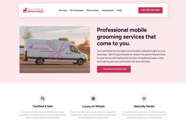 Sample Web Design - Pup & Polish Mobile Grooming